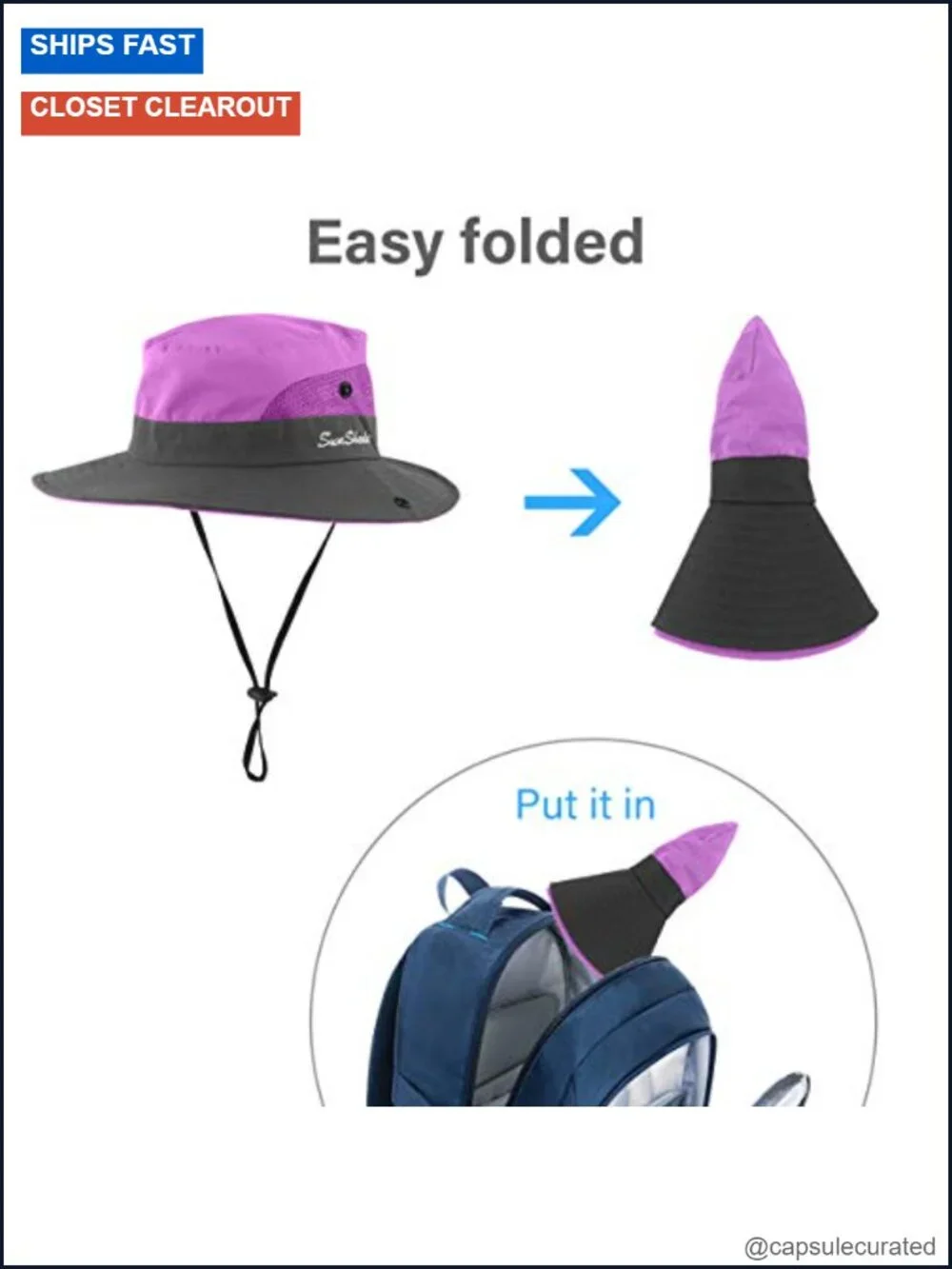 6 Pack Women's Ponytail Sun Hat Wide Brim UPF 50+ Packable Foldable Beach Hat